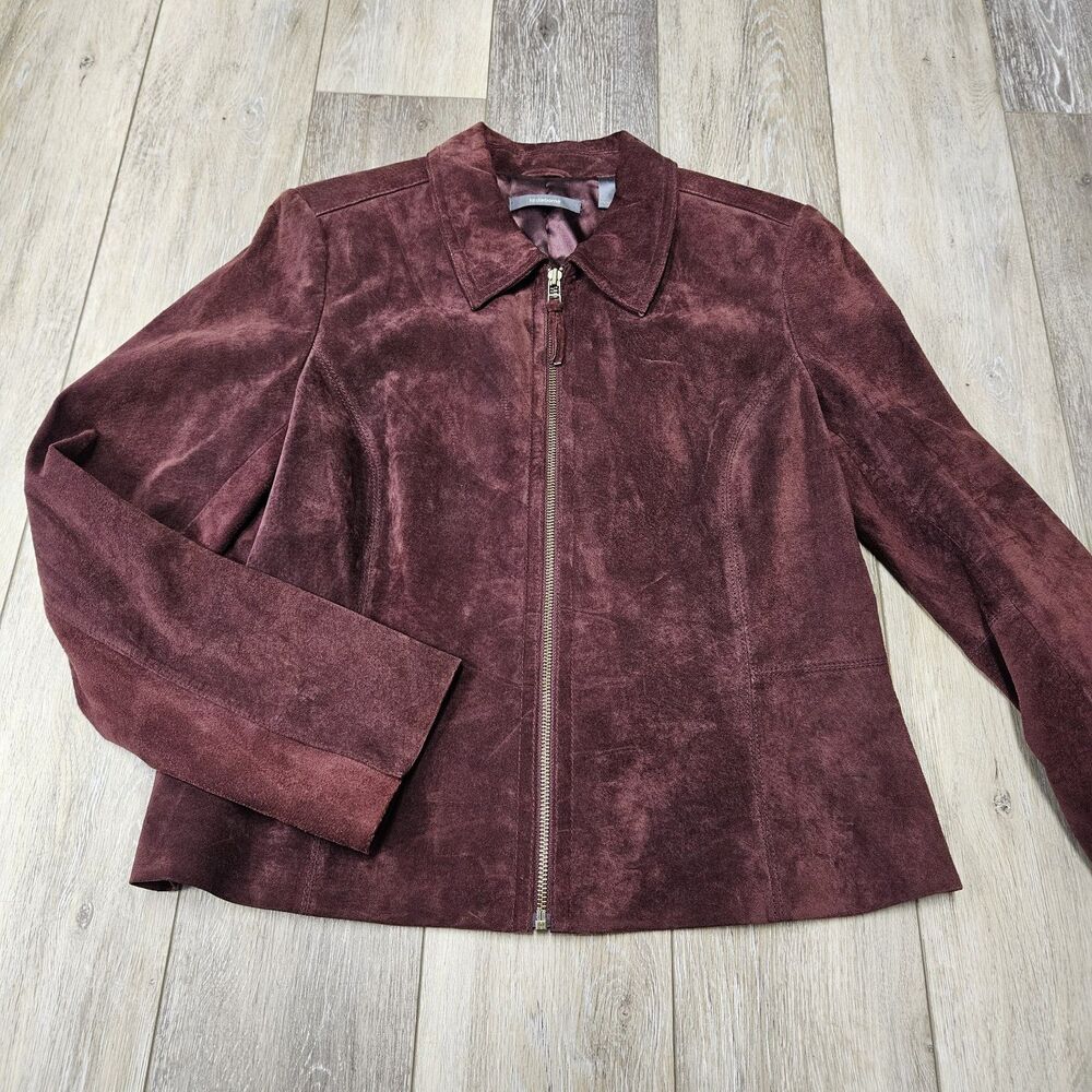 Liz Claiborne Vintage Suede Leather Jacket  Burgundy Red Women's 12 Classic